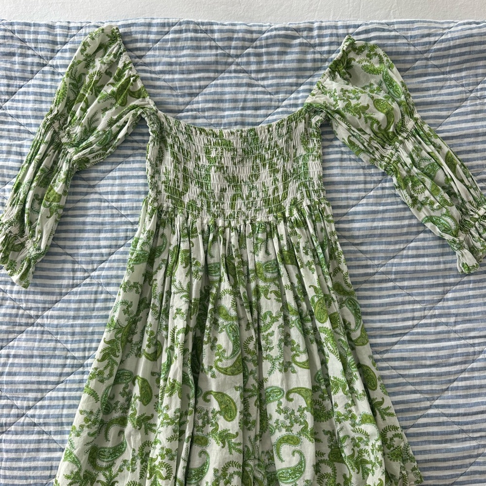 Misa Los Angeles Green Paisley Mini Dress